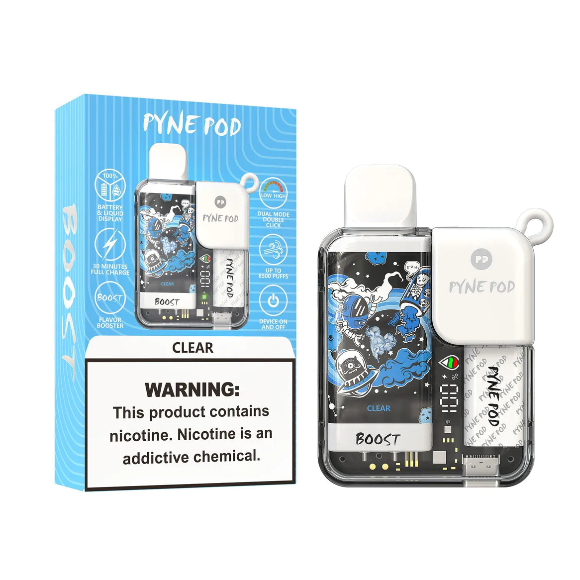 Clear Pyne Pod Boost 8500 - Black Coral