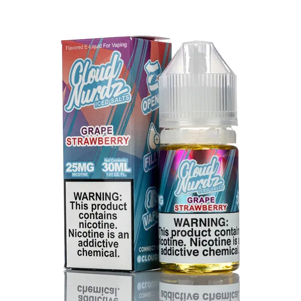 Cloud Nurdz Salts E-Liquid - Grape Strawberry Iced - 30ml - Black Coral