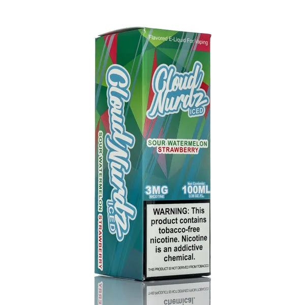 Cloud Nurdz E-Liquid - Sour Watermelon Strawberry Iced - 100ml - Black Coral