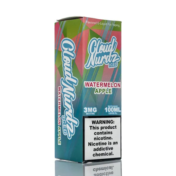 Cloud Nurdz E-Liquid - Watermelon Apple Iced - 100ml - Black Coral