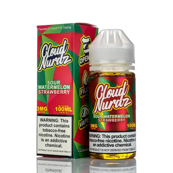 Cloud Nurdz E-Liquid - Sour Watermelon Strawberry - 100ml - Black Coral