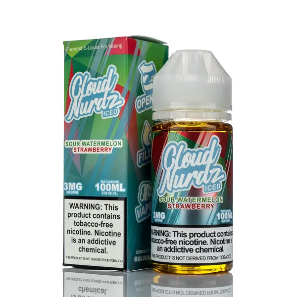 Cloud Nurdz E-Liquid - Sour Watermelon Strawberry Iced - 100ml - Black Coral