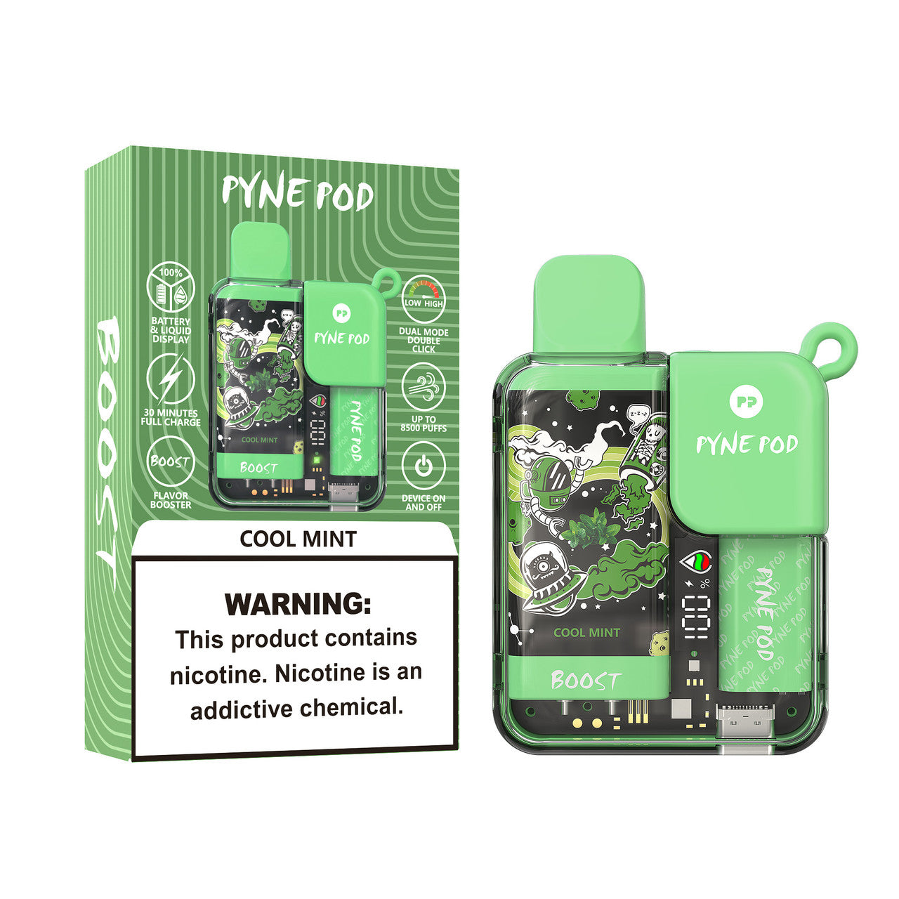 Cool Mint Pyne Pod Boost 8500 - Black Coral