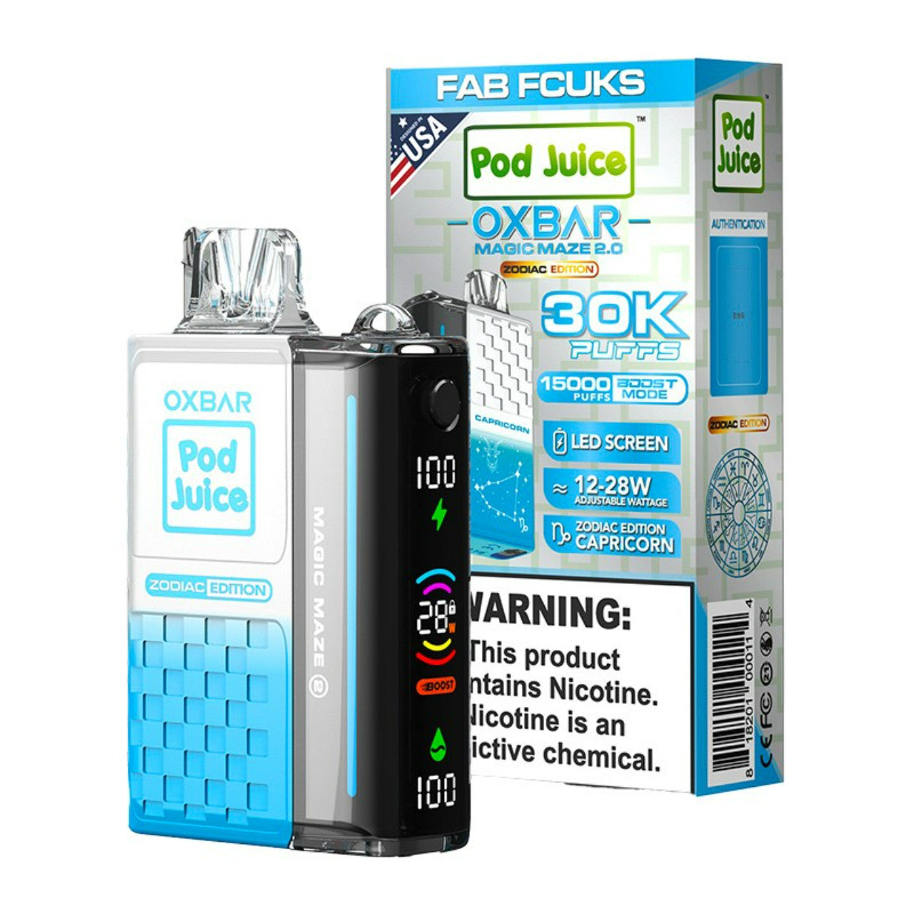 Fab Fcuks Oxbar Magic Maze 2.0 Pod Juice 30K - Black Coral