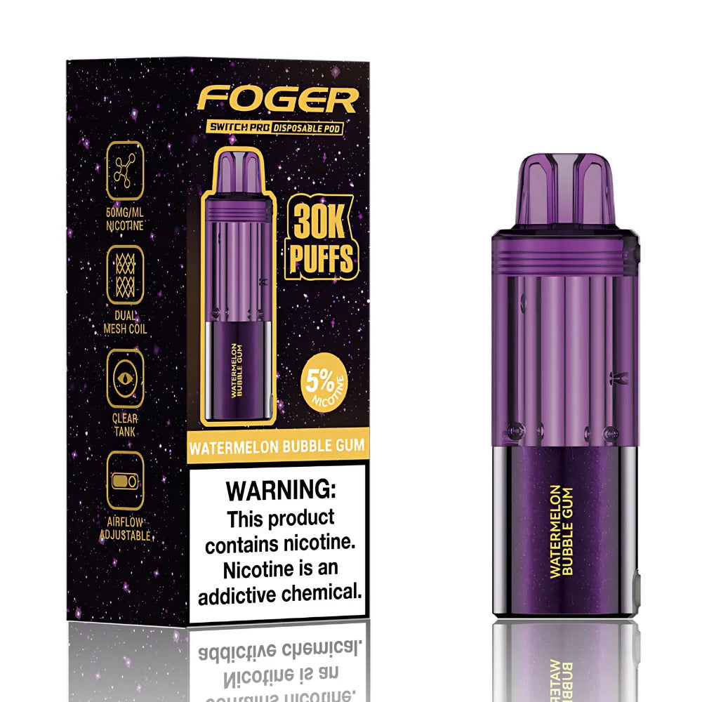 Foger Switch Pro 30K Pod Watermelon Bubble Gum Disposable Vape - Black Coral