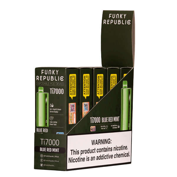 Blue Red Mint Funky Lands Ti7000 disposable vape packaging
