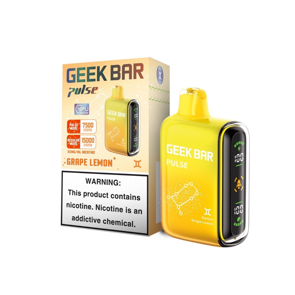 Grape Lemon Geek Bar Pulse 15000 - Black Coral
