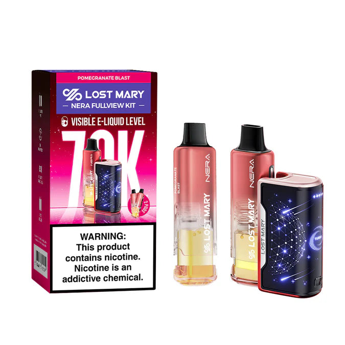 Pomegranate Blaste Lost Mary Nera Fullview 70K Kit disposable vape packaging