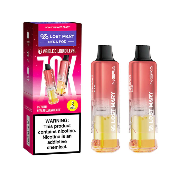 Pomegranate Blast Lost Mary Nera Fullview 70K Pod disposable vape packaging