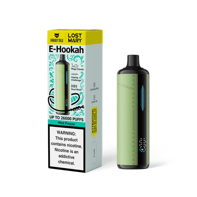 Mint Freeze Lost Mary X Urban Tale E-Hookah 26K disposable vape packaging