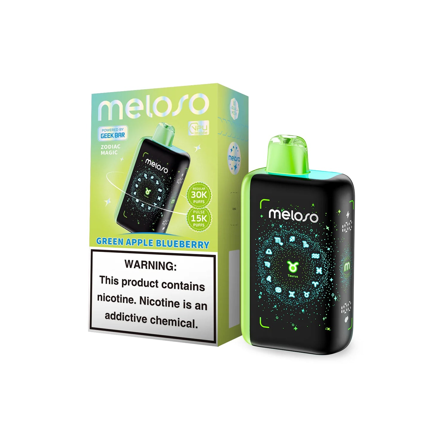 Meloso 30000 Green Apple Blueberry Disposable Vape - Black Coral