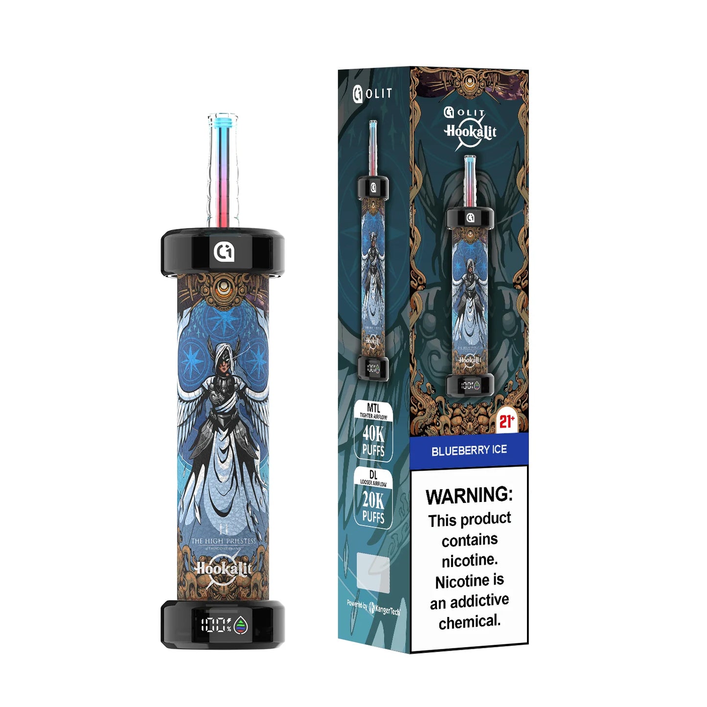 Olit Hookalit 40K Blueberry Ice (The High Priestess) Disposable Vape - Black Coral