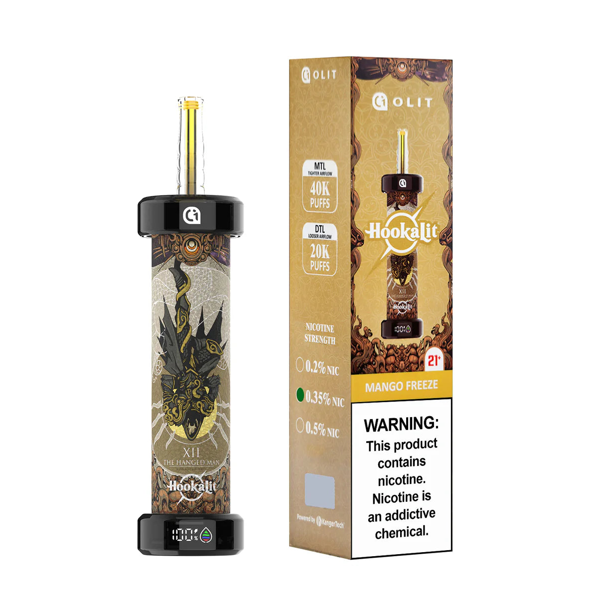 Olit Hookalit 40K Mango Freeze Disposable Vape - Black Coral