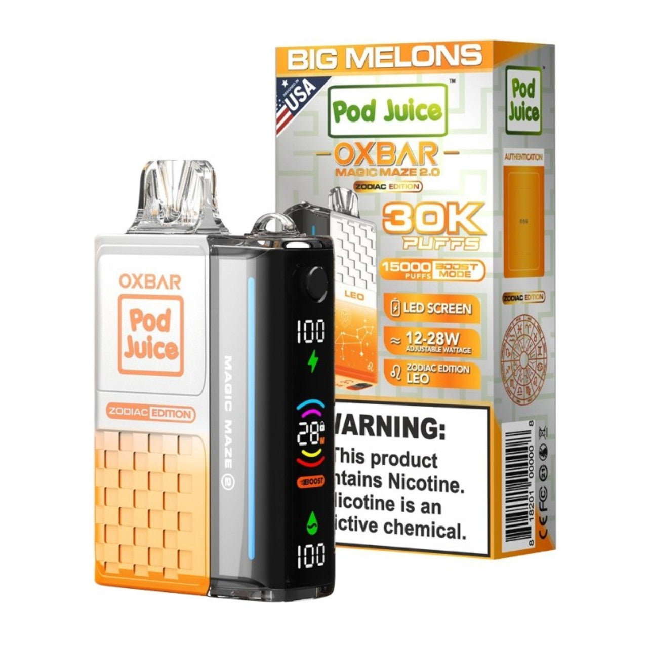 Oxbar Magic Maze 2.0 Pod Juice 30K Big Melons Disposable Vape - Black Coral