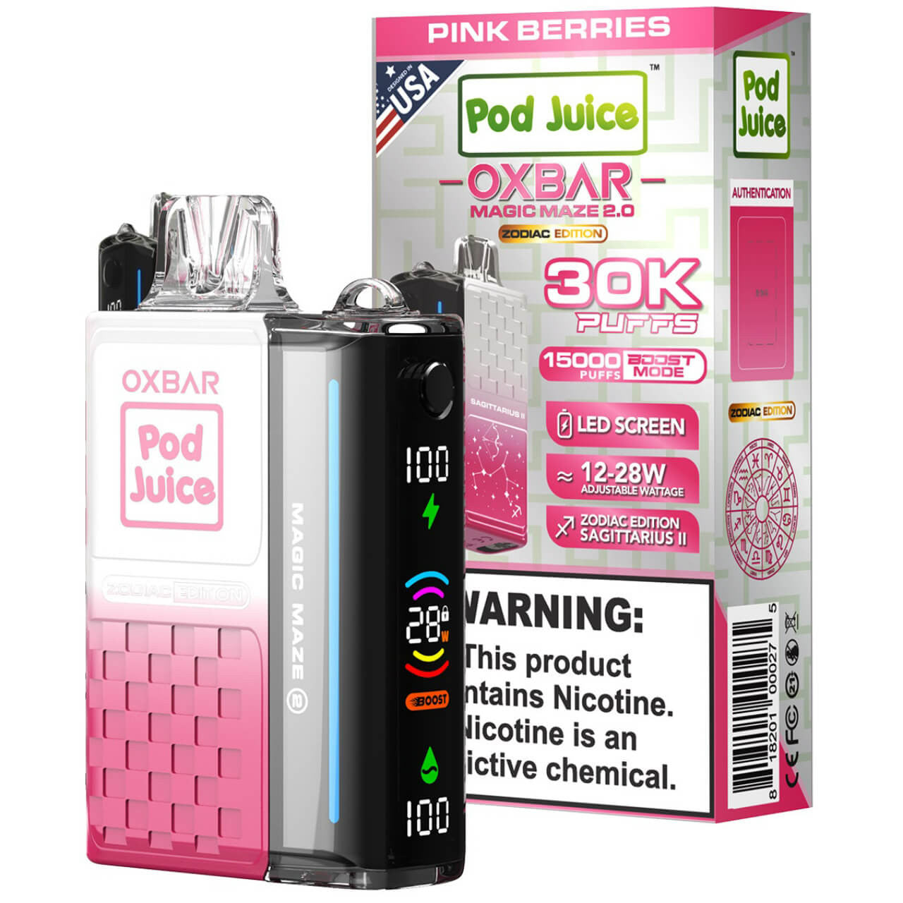 Pink Berries Oxbar Magic Maze 2.0 Pod Juice 30K - Black Coral