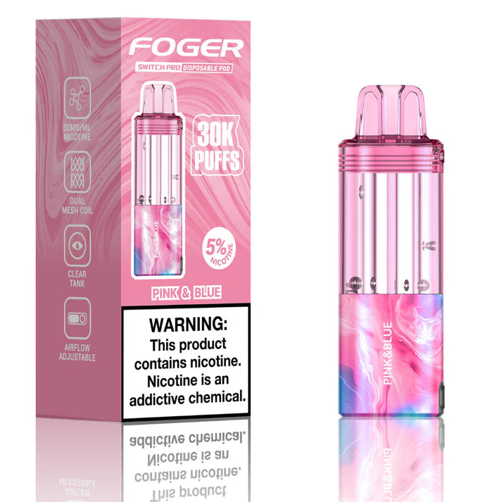 Foger Switch Pro 30K Pod Pink & Blue Disposable Vape - Black Coral