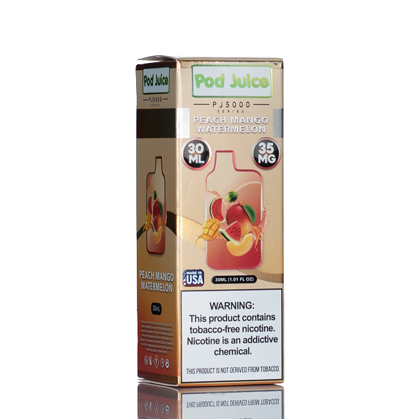 Pod Juice Salt PJ5000 - Peach Mango Watermelon - 30ml - Black Coral