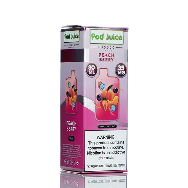 Pod Juice Salt PJ5000 - Peach Berry Ice - 30ml - Black Coral