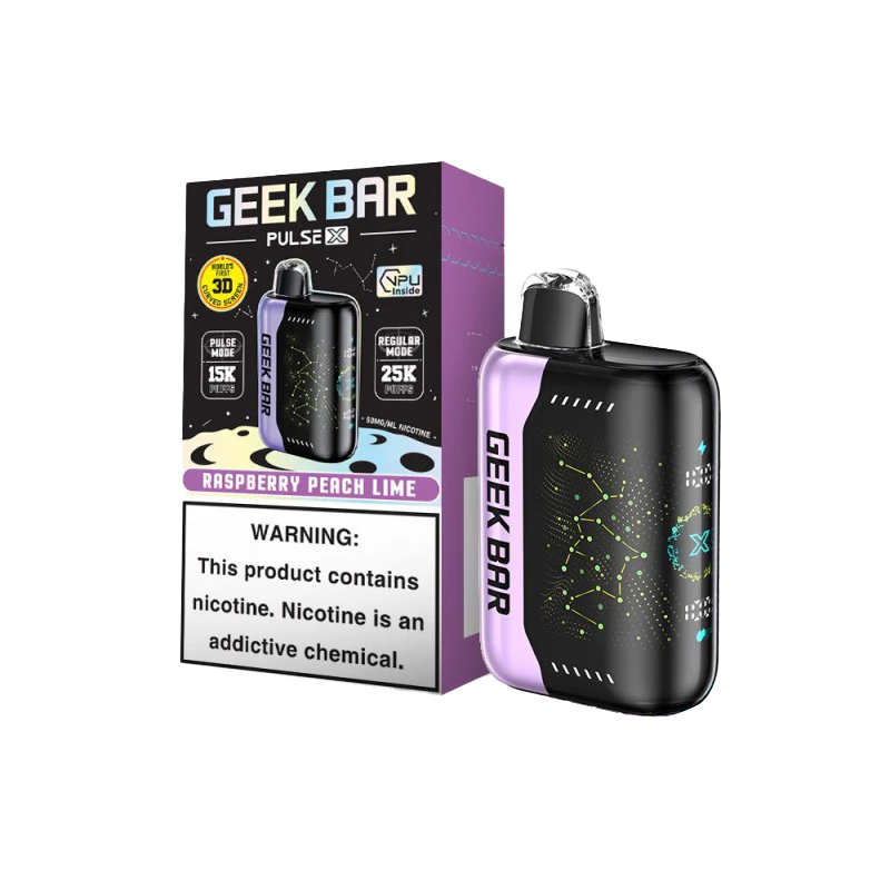 Raspberry Peach Lime Geek Bar Pulse X 25000 - Black Coral