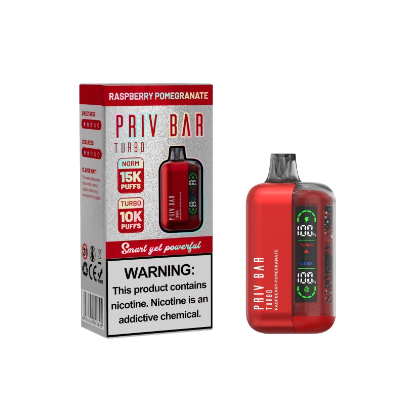 Raspberry PomeGranate Priv Bar Turbo 15000 - Black Coral