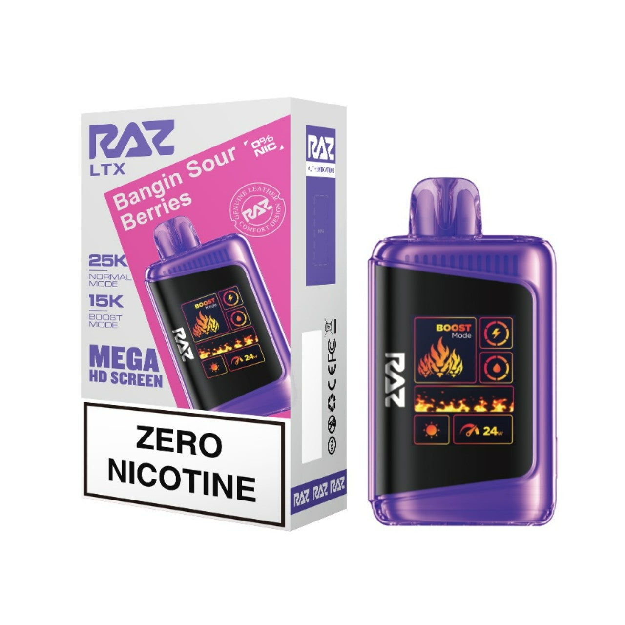 Raz LTX 25K Bangin Sour Berries Disposable Vape (Zero Nicotine) - Black Coral