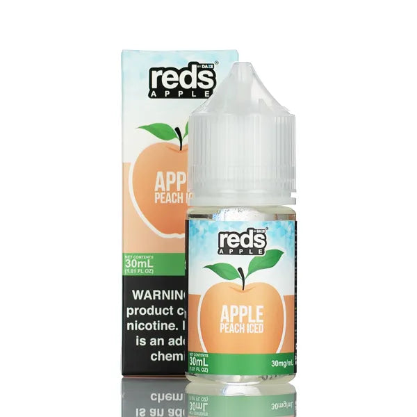 7 Daze TFN Salt Series - Reds Apple eJuice - Peach Iced - 30ml - Black Coral