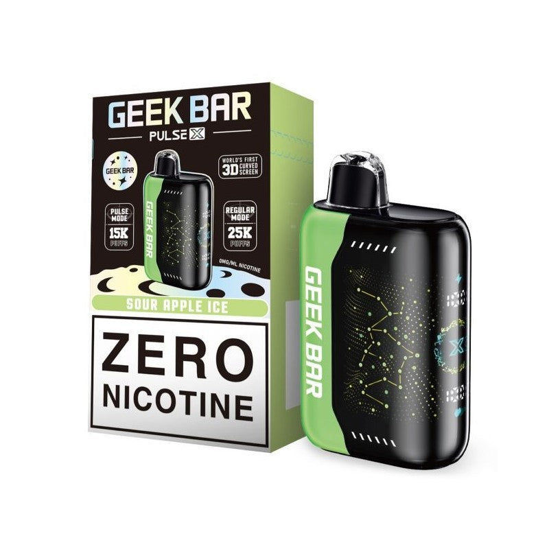 Sour Apple Ice (Zero Nicotine) Geek Bar Pulse X 25000 - Black Coral