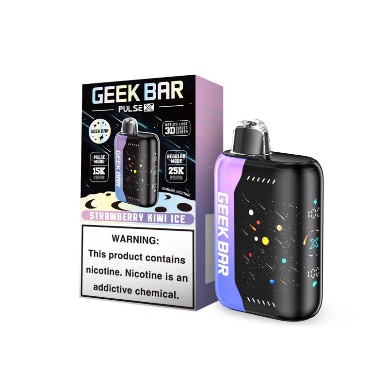 Strawberry Kiwi Ice Geek Bar Pulse X 25000 - Black Coral