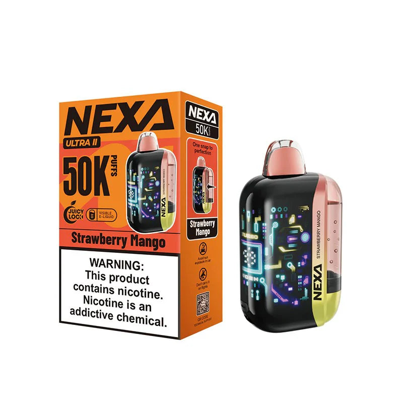 Nexa Ultra II 50K Strawberry Mango Disposable Vape - Black Coral