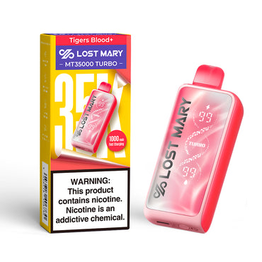 Tigers Blood+ Lost Mary MT35000 Turbo Disposable Vape Packaging