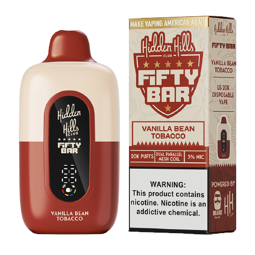 Vanilla Bean Tobacco Hidden Hills x Fifty Bar 20K - Black Coral