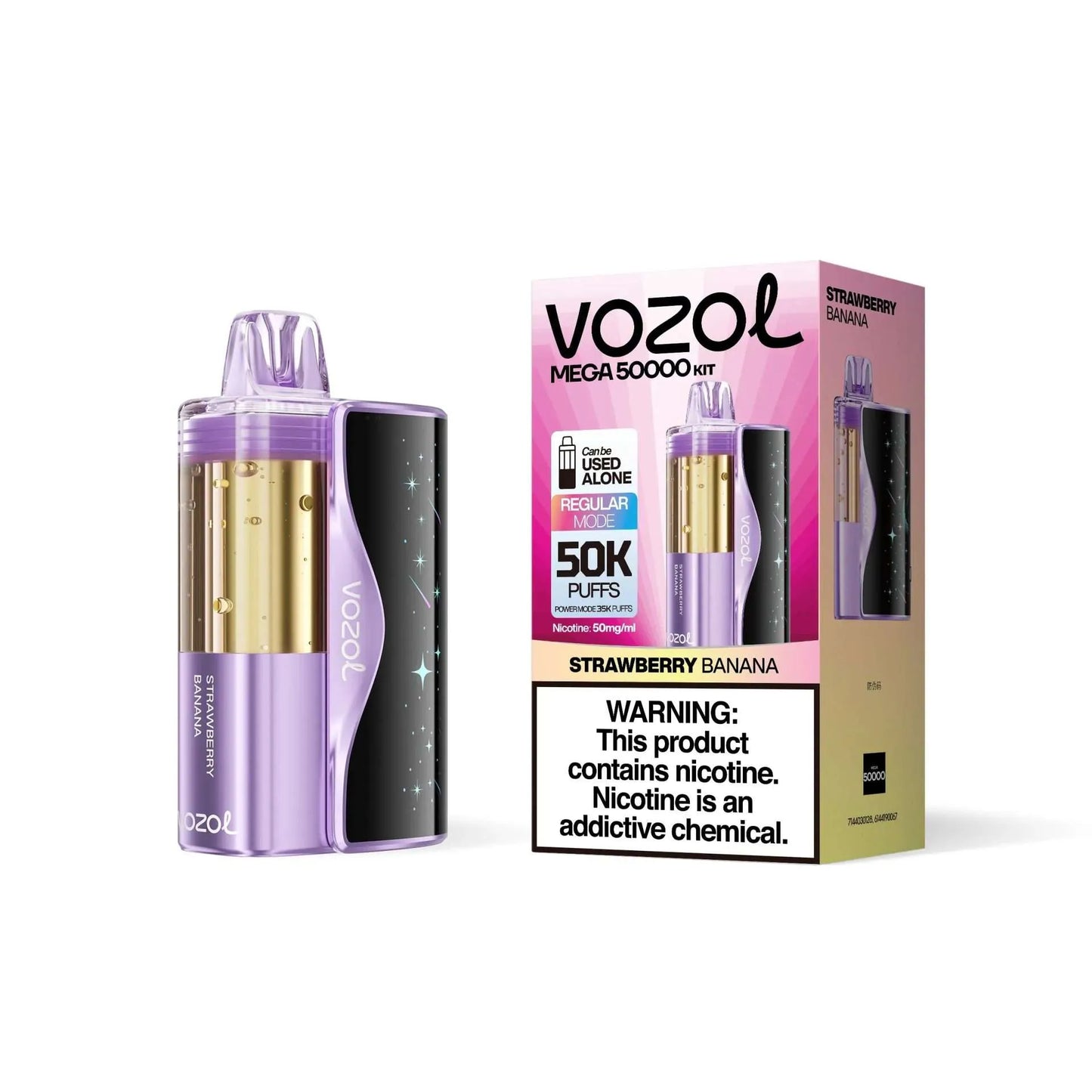 Vozol Mega 50K Strawberry Banana Disposable Vape - Black Coral