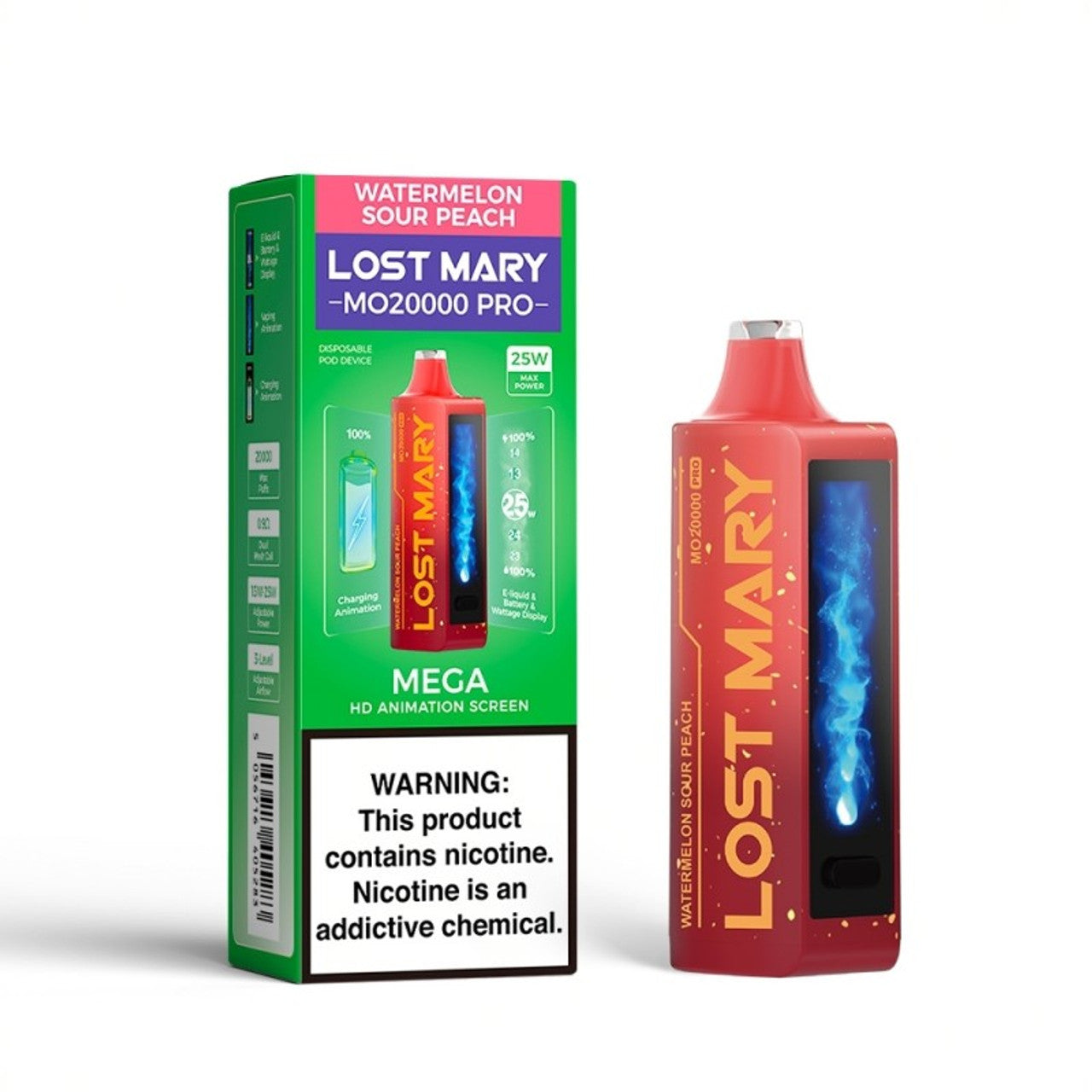 Watermelon Sour Peach Lost Mary MO20000 Pro - Black Coral