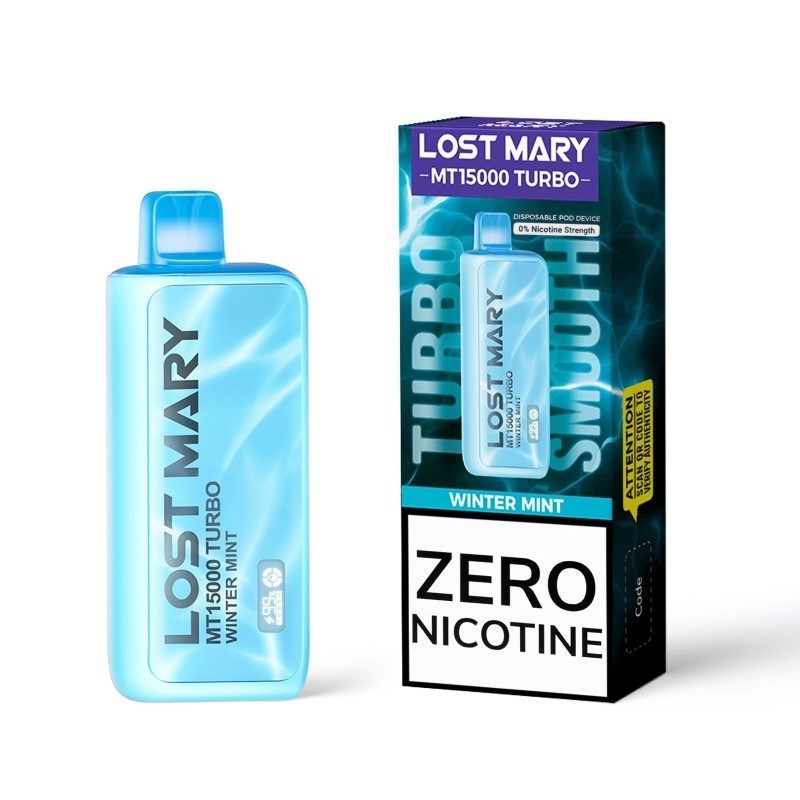 Winter Mint (Zero Nicotine) Lost Mary MT15000 Turbo - Black Coral