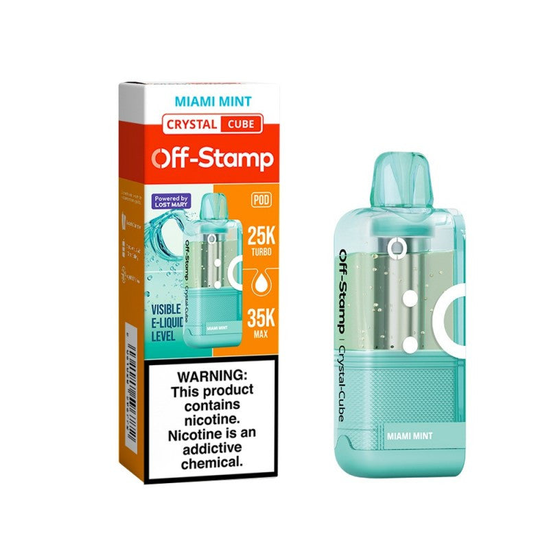 Off-Stamp X-Cube Crystal 35K Pod Miami Mint Disposable Vape - Back Coral