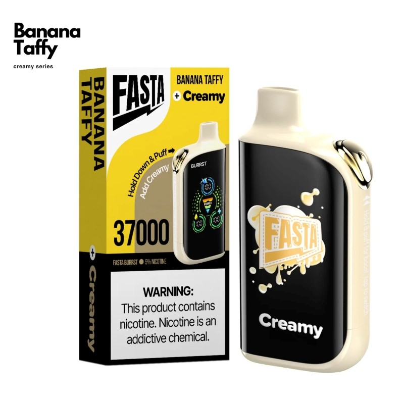 Banana Taffy FASTA Burrst 37000 Disposable Vape Packaging