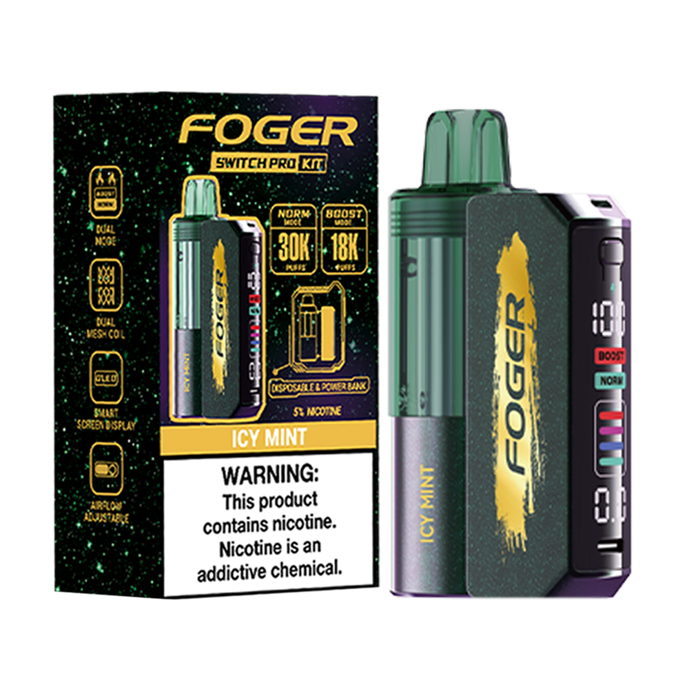 Icy Mint Foger Switch Pro 30K Kit disposable vape packaging