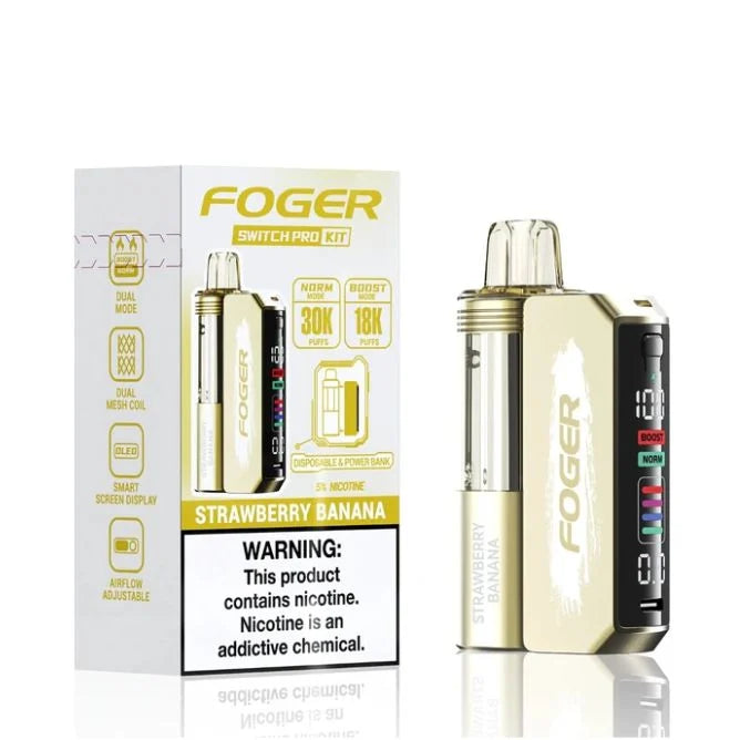 Strawberry Banana Foger Switch Pro 30K Kit disposable vape packaging