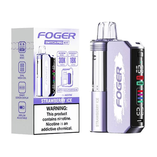 Strawberry Ice Foger Switch Pro 30K Kit disposable vape packaging