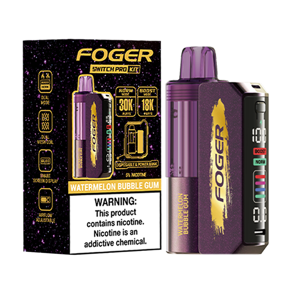Watermelon Bubble Gum Foger Switch Pro 30K Kit disposable vape packaging