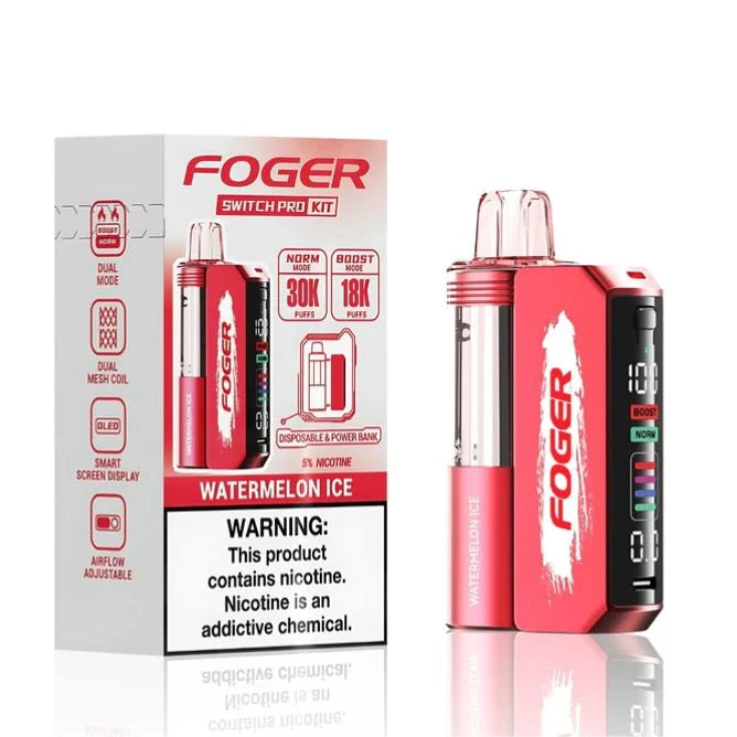 Watermelon Ice Foger Switch Pro 30K Kit disposable vape packaging