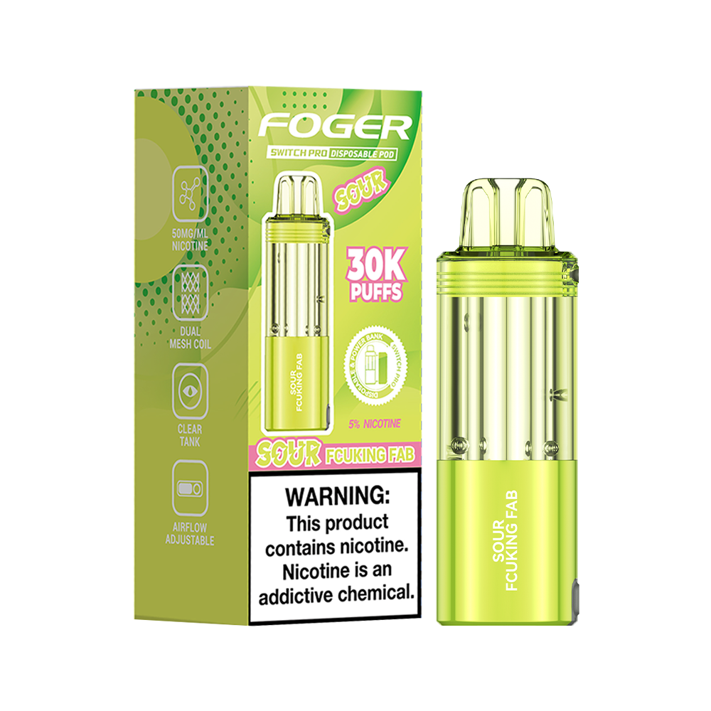 Sour Fcuking Fab Foger Switch Pro 30K Pod disposable vape packaging