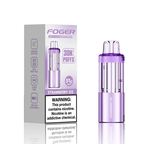 Strawberry Ice Foger Switch Pro 30K Pod disposable vape packaging