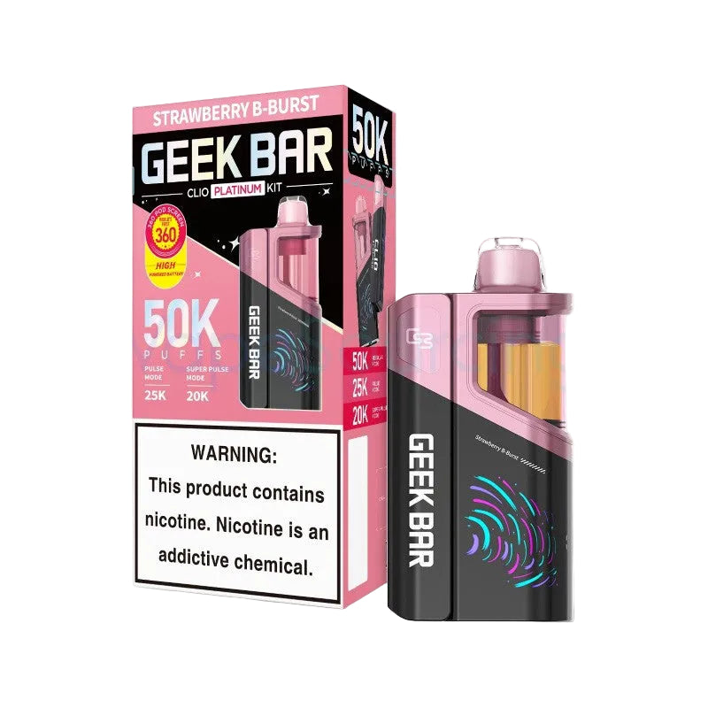 Strawberry B-Burst Disposable Vape - Geek bar Clio Platinum 50K Kit