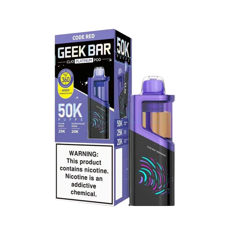 Code Red Geek Bar Clio Platinum 50K Pod disposable vape packaging