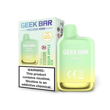 Sour Apple Ice Geek Bar Meloso Mini 1500 Disposable Vape Packaging