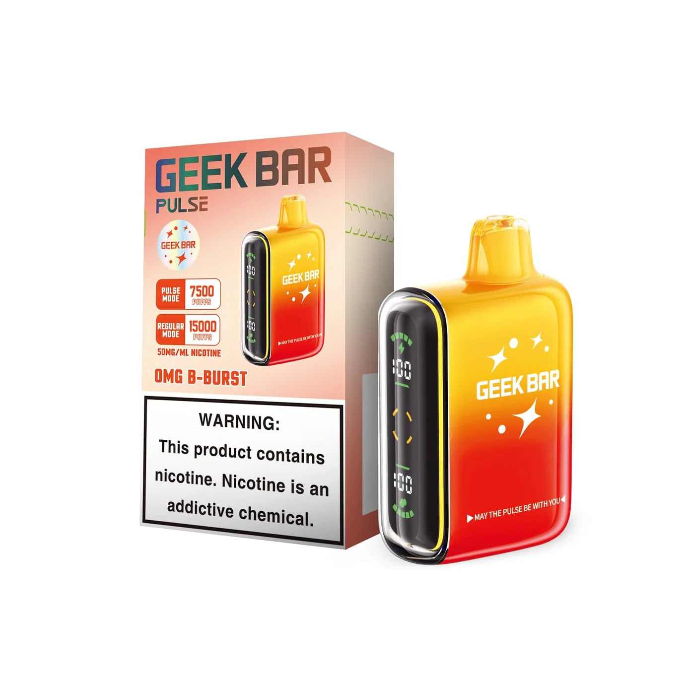 OMG B Burst Geek Bar Pulse 15000 Disposable Vape Packaging