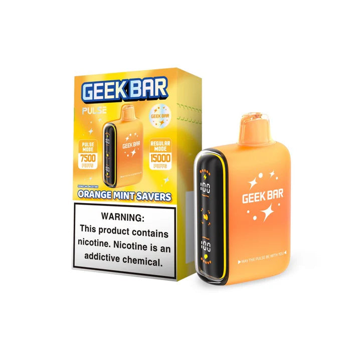 Orange Mint Savers Geek Bar Pulse 15000 Disposable Vape Packaging