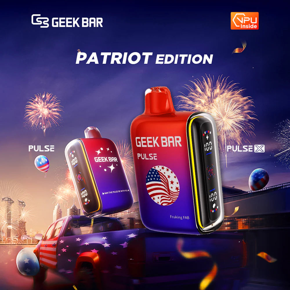 Fcuking Fab - Geek Bar Pulse 15000 Patriot Edition Disposable Vape Packaging