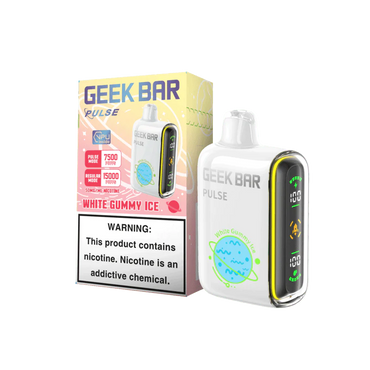 White Gummy Ice Geek Bar Pulse 15000 Disposable Vape packaging